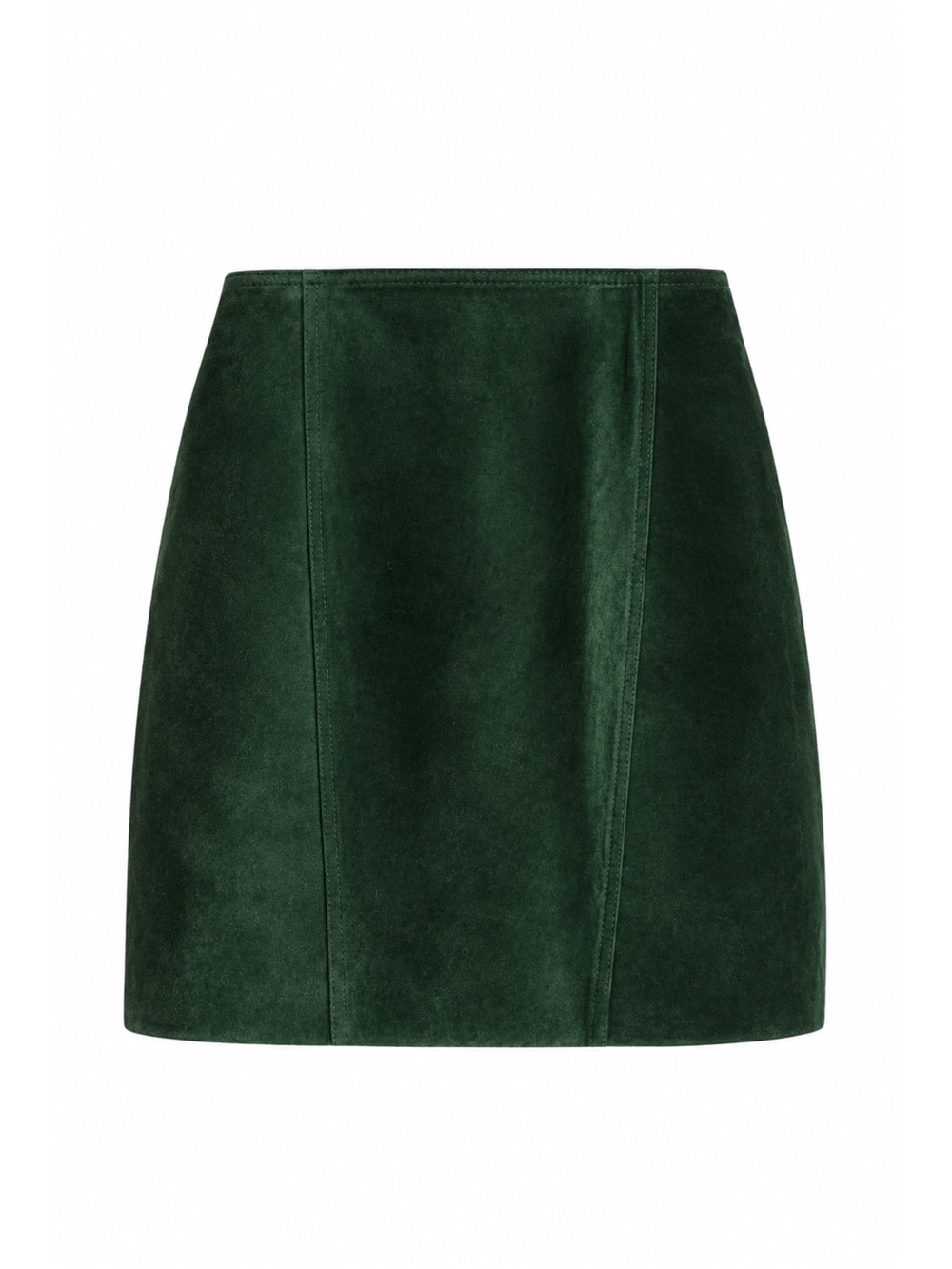 VINTAGE 100% SUEDE LEATHER Dark Green EMERALD Mini Skirt HIGH WAISTED MIUMIU